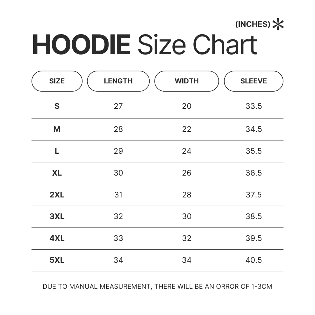 Hoodie Size Chart - Ajr Band Merch