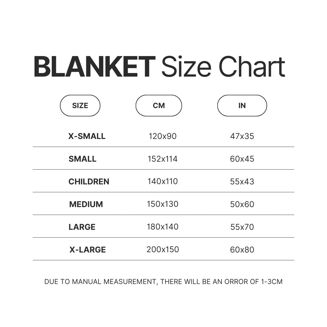 Blanket Size Chart - Ajr Band Merch